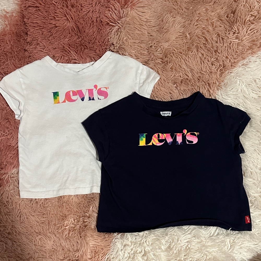 Levi's Kids Short Sleeve Tees with Rainbow Logo - White & Black
